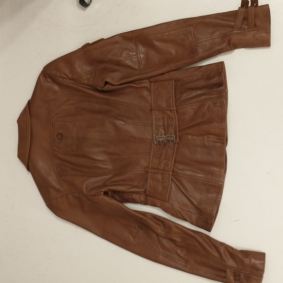 Danier Leather Jacket w Tags Cognac XS Buckles & Pockets - Picture 16 of 16